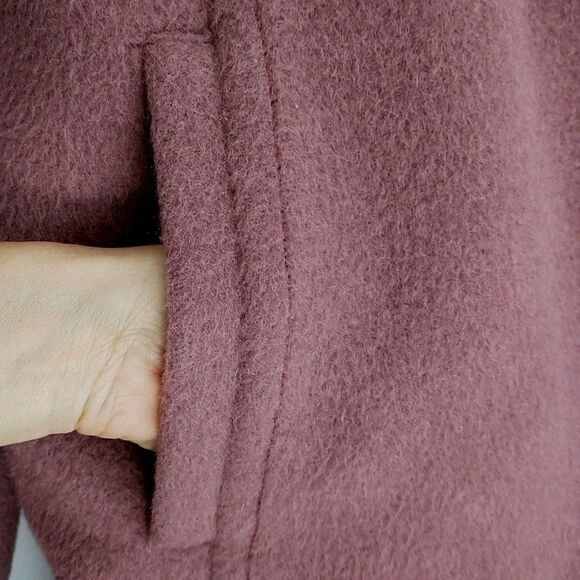 Hilary Radley Pea Coat Womens 14 Dusty Pink Alpaca Wool Blend Hooded Pocket - Picture 5 of 14